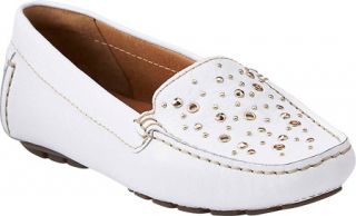Womens Clarks Dunbar Hamden   White Leather Driving Shoes