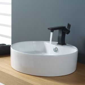 Kraus C KCV 142 14601ORB Exquisite Sonus White Round Ceramic Sink and Sonus Basi