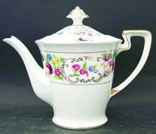 Noritake Dresdena Teapot & Lid, Fine China Dinnerware   Dresden Floral Border&Ce