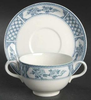 Johnson Brothers Exeter, The Footed Bouillon Cup & Saucer, Fine China Dinnerware