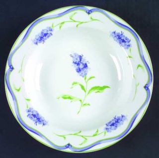 Laura Ashley Mayhill Rim Soup Bowl, Fine China Dinnerware   Blue Flowers&Scrolls