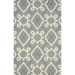 Nuloom Handmade Modern Lattice Grey Wool Rug (76 X 96)