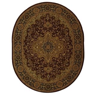 Handmade Heritage Tabriz Red/ Black Wool Rug (46 X 66 Oval) (RedPattern: OrientalMeasures 0.625 inch thickTip: We recommend the use of a non skid pad to keep the rug in place on smooth surfaces.All rug sizes are approximate. Due to the difference of monit