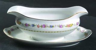 Noritake Mystery #70 Gravy Boat with Attached Underplate, Fine China Dinnerware
