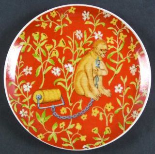 Seymour Mann Flemish Tapestry Salad Plate, Fine China Dinnerware   Orange With V