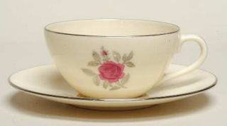 Lenox China Ballad Flat Cup & Saucer Set, Fine China Dinnerware   Rose/Leaves Ce