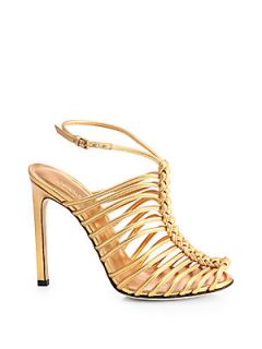 Gucci Strappy Knotted Sandals   Gold