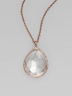 IPPOLITA Rose Large Teardrop Clear Quartz Pendant Necklace   Rose