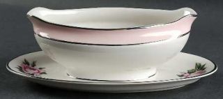 Royal Jackson Countess Margaret Rose Pink Gravy Boat with Attached Underplate, F