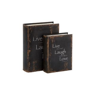 Live, Laugh, And Love French Style Wood Book Box Set (Deep brown  Well seasoned varnished wood Color: Deep brown )