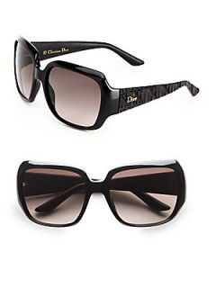 Dior Glam Textured Square Plastic Sunglasses   Black