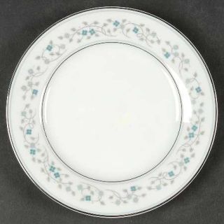Noritake Marlene Bread & Butter Plate, Fine China Dinnerware   Blue Flowers, Gre