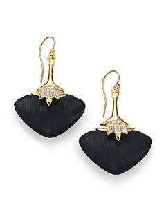 Alexis Bittar Kinshasa Lucite & Crystal Baguette Flint Drop Earrings   Black Gol