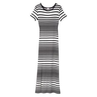 Merona Womens Knit T Shirt Maxi Dress   Sour Cream/Blackstripe   XL