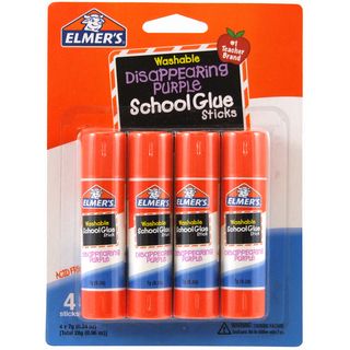 Elmers Washable School Glue Stick : Purple 4/pkg .24oz Each