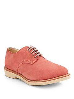 Two Tone Suede Midi Derby Shoes   Red