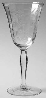 Susquehanna Salina Water Goblet   Stem 3848, Gray Cut Floral, Optic