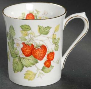 Rosina Queens Virginia Strawberry Mug, Fine China Dinnerware   Strawberries,Blos