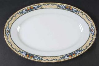 Thomas Delmonte 13 Oval Serving Platter, Fine China Dinnerware   Tan Band, Frui