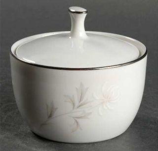 Noritake Rowena Sugar Bowl & Lid, Fine China Dinnerware   White & Tan Flowers, G