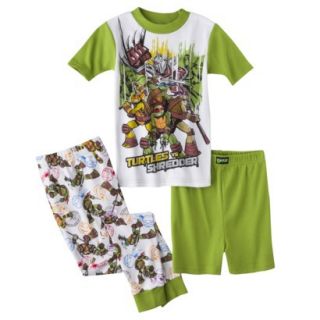 Teenage Mutant Ninja Turtle Boys 3 Piece Short Sleeve Pajama Set   White/Green