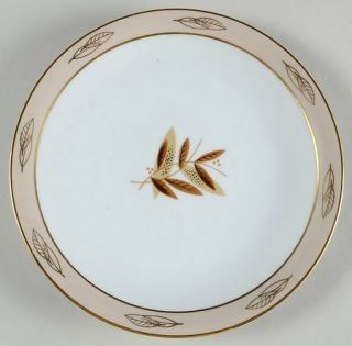 Noritake Fontana Salad Plate, Fine China Dinnerware   Taupe Band,Gold Leaves,Lea