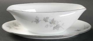 Noritake Ivyne Gravy Boat with Attached Underplate, Fine China Dinnerware   Purp