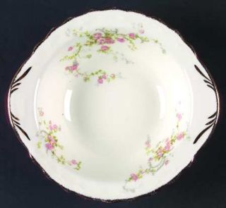 Pope Gosser Jean Lugged Cereal Bowl, Fine China Dinnerware   Pink Rose Rim  Not