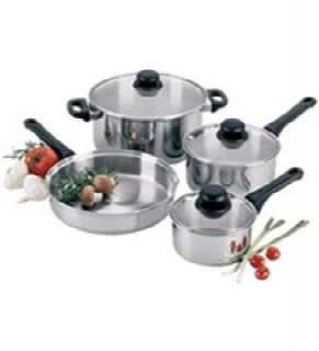Focus 7 Piece Focus Stainless Steel Cookware Set w/Glass Covers