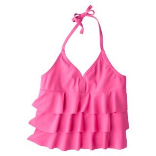 Xhilaration Girls Ruffled Tankini Swimsuit Top   Pink XL