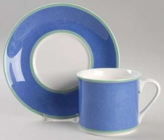 Fitz & Floyd Correlations Blue Flat Cup & Saucer Set, Fine China Dinnerware   Bl
