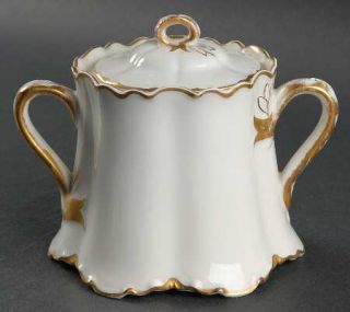 Haviland Ranson (Gold Trim) Sugar Bowl & Lid, Fine China Dinnerware   H&Co,Blank