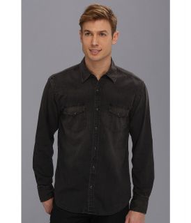 Lucky Brand Black Chambray Western Shirt Mens Long Sleeve Button Up (Blue)