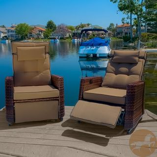 Christopher Knight Home Outdoor Brown Wicker Recliners (set Of 2) (BrownMaterials: Aluminum frame / PE wickerCushions included: Seat, back, and head rest cushion all includedWeather resistant: YesUV protection: YesAdjustable legs/back: YesDimensions: 43.2