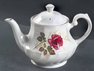 Ridgway (Ridgways) Anniversary Rose Teapot & Lid, Fine China Dinnerware   Swirl,