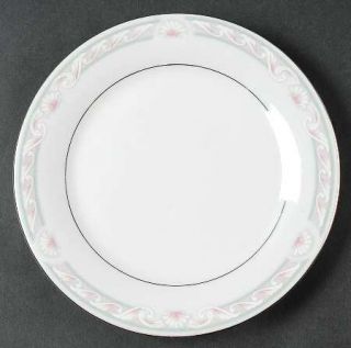 Crown Ming Coquille Salad Plate, Fine China Dinnerware   Peach, White & Aqua She
