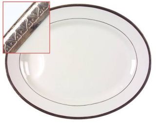 Haviland Shelton 16 Oval Serving Platter, Fine China Dinnerware   Platinum Encr
