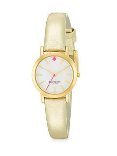 Kate Spade New York Goldtone Gold Metallic Leather Strap Watch   Gold