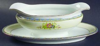 Noritake Mystery #42 Gravy Boat with Attached Underplate, Fine China Dinnerware
