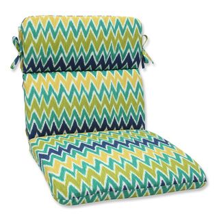 Pillow Perfect Zulu Blue/ Green Rounded Outdoor Chair Cushion (Blue/ greenClosure: Sewn Seam ClosureUV ProtectionWeather Resistant Care instructions: Spot Clean or Hand Wash Dimensions (Seat Portion): 21 inches Length x 21 inches Width x 3 inches Depth Di