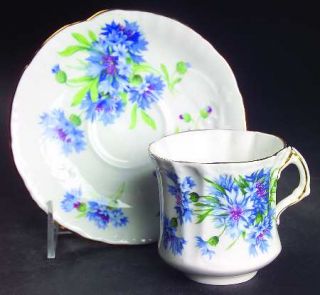 Hammersley Cornflower Blue Flat Cup & Saucer Set, Fine China Dinnerware   Blue F