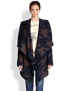 Stella McCartney Houndstooth Blanket Jacket   Beige
