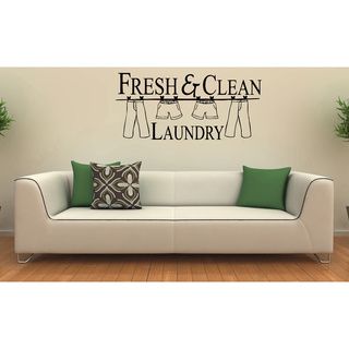 Fresh and Clean Laundry Vinyl Wall Decal (Glossy blackEasy to applyDimensions 25 inches wide x 35 inches long )