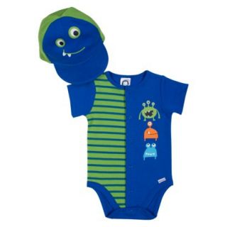 Gerber Newborn Boys Monster Bodysuit and Hat Set   Blue/Grn 6 9 M