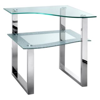 Stein World Lagos Polished Steel and Glass End Table Multicolor   106 021