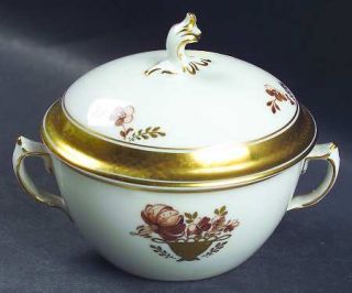 Royal Copenhagen Golden Basket Sugar Bowl & Lid, Fine China Dinnerware   Peach F