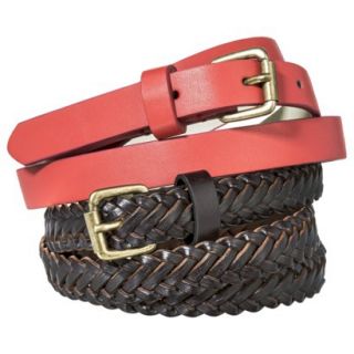 Mossimo Supply Co. Two Pack Skinny Belt   Brown/Coral L