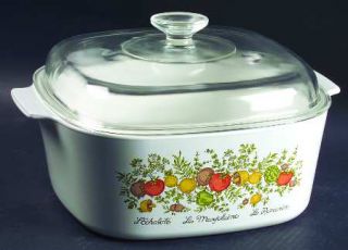Corning Spice Of Life 5 Quart Square Covered Casserole W/Glass Lid, Fine China D