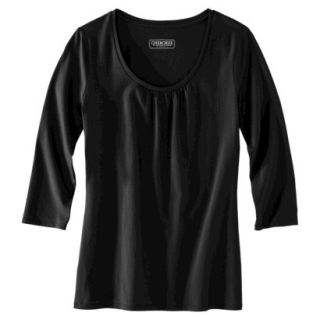 Womens Refined 3/4 Sleeve Scoop Tee   Black   XL