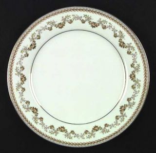 Noritake Shelburne Dinner Plate, Fine China Dinnerware   Brown Laurel&Roses, Gra